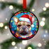 French Bulldog Tan in Santa Hat Suncatcher Decoration